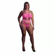 Ouch - UV-valossa hohtava body, pinkki, Plus Size - Sexy bodyt - 44185-1 - 1