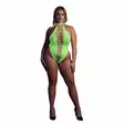 Ouch - UV-valossa hohtava halterneck-body, vihreä, Plus Size - Sexy bodyt - 44187-1 - 1