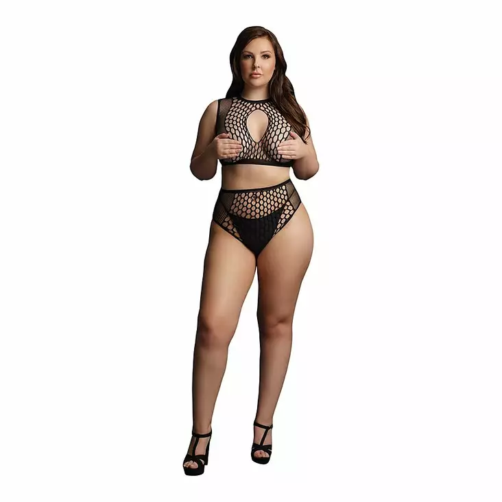 Le Desir - Duo net key-hole bra set, Plus Size - Lingerie - 42840-1 - 1