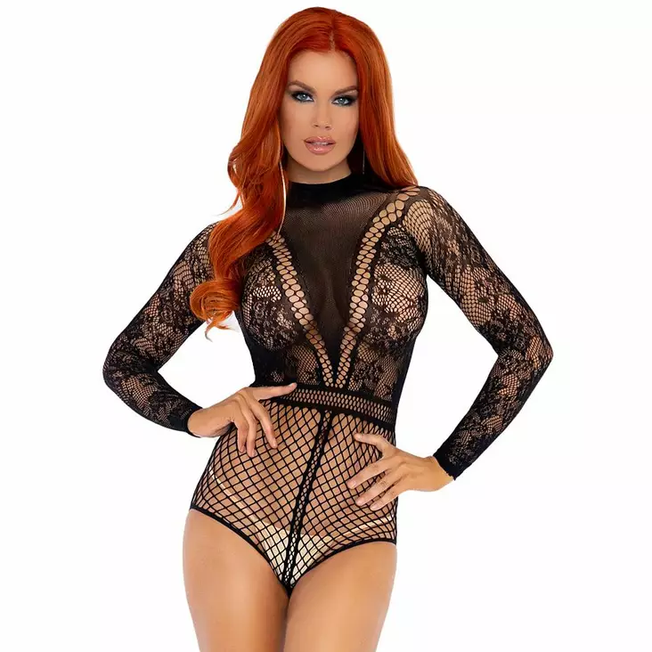 Leg Avenue - Lace snap crotch bodysuit - Sexy bodyt - 42018-1 - 1