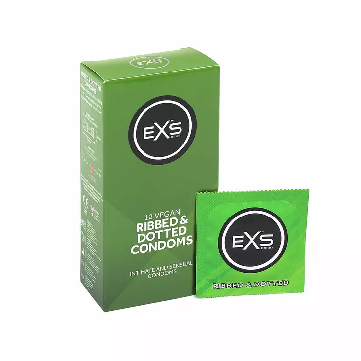 EXS - Ribbed & Dotted Kondomi, 12 kpl - Kondomit - 41673-1 - 1