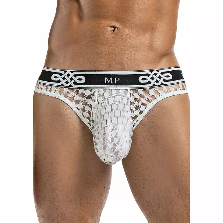 Male Power - Peep Show Low Rise Thong, white - Miesten seksiasut - 41558 - 1